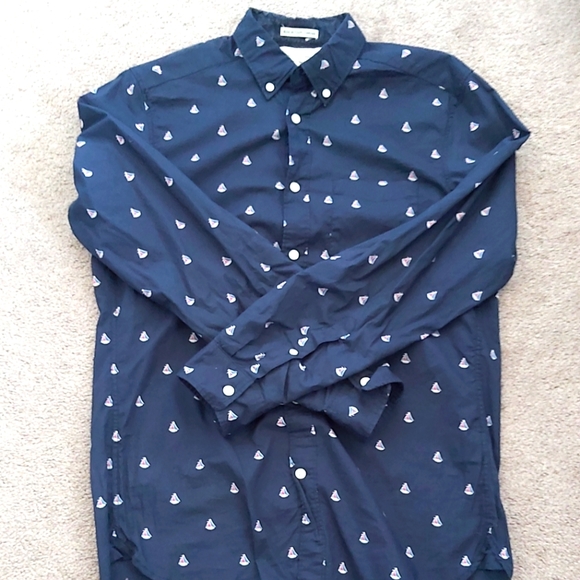 Navy sailboat print button up - Picture 1 of 2